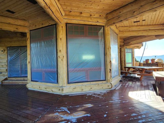 Pavilion Windows Exposed Wood Surfuce