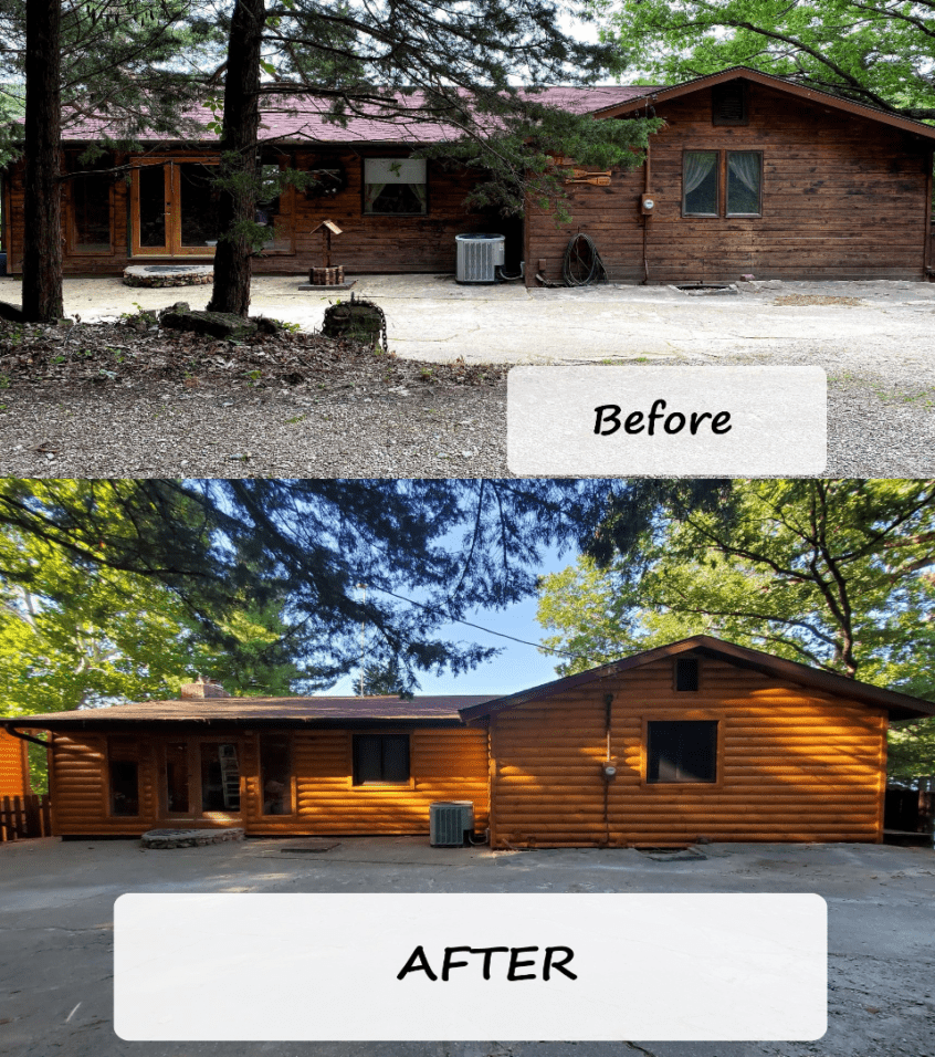 Before and After Log Siding